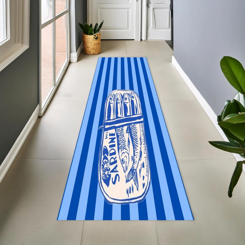 Wholesale Commercial Printing - Tapete Longo Vintage Azul Listrado com