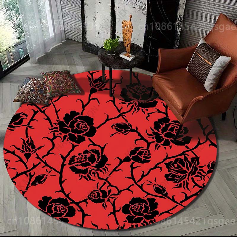 Printing On Commercial - Tapete redondo com estampa de rosas