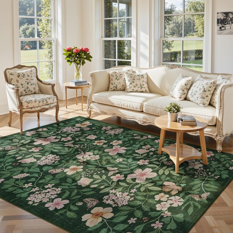 Floral sala de estar tapete vi - Printing On Commercial avaliação e preço